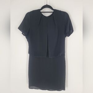 Scotch & Soda Classic Black Short Sleeve Sheath Dress with Overlay